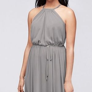 Soft Mesh Halter Bridesmaid Dress with Slim Sash